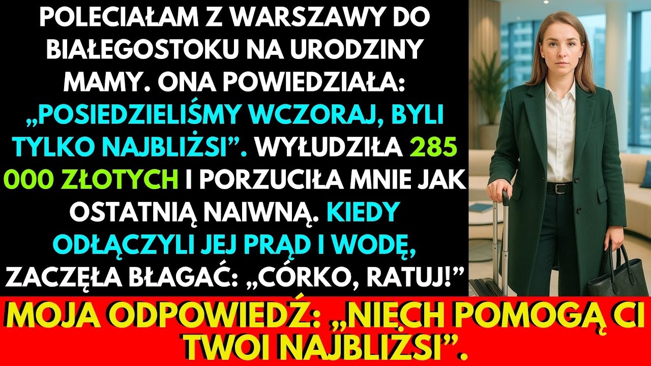 Wróciłam do domu na urodziny mamy z walizką i bukietem róż, a ona mówi mi przez telefon: „Świętowaliśmy wczoraj, tylko w gronie najbliższych”. Stałam w holu luksusowego kompleksu sama, z...