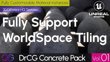 Show World Space tiling feature of DrCG Concrete Material Pack for Unreal Engine
