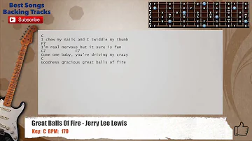 🎸 Great Balls Of Fire - Jerry Lee Lewis Guitar Backing Track with chords and lyrics