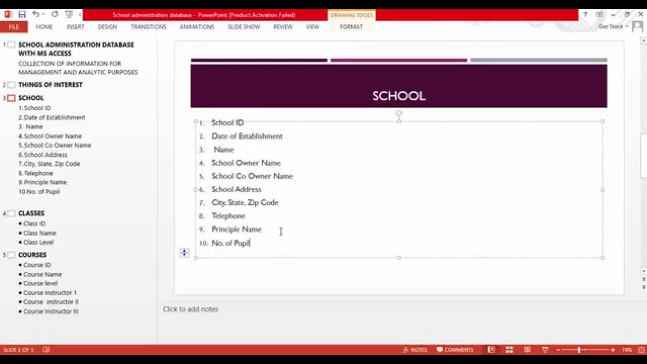 School Management Database With Ms Access Part 1 Youtube