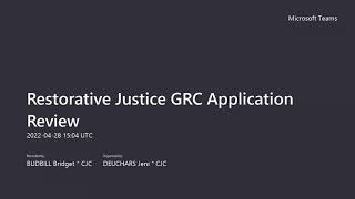 Famous Grant Review Committee Meeting: Restorative Justice - 20220408 (Part 1 of 2) Profile