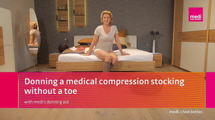 Donning a medical compression stocking without a toe with medi’s donning aid