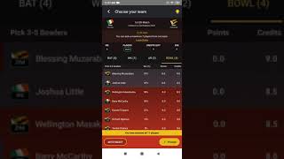 Ireland vs Zimbabwe CricWhiz Fantasy team screenshot 4