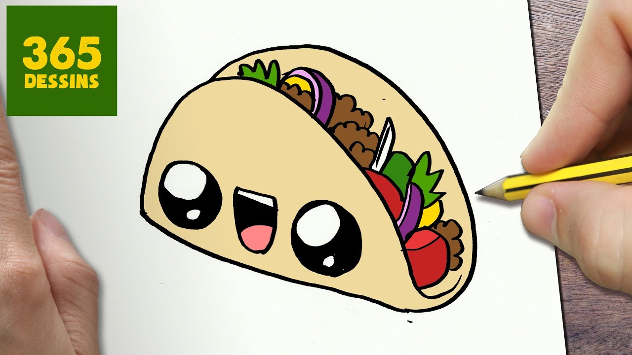 COMMENT DESSINER TACO KAWAII ÉTAPE PAR ÉTAPE - Dessins ...