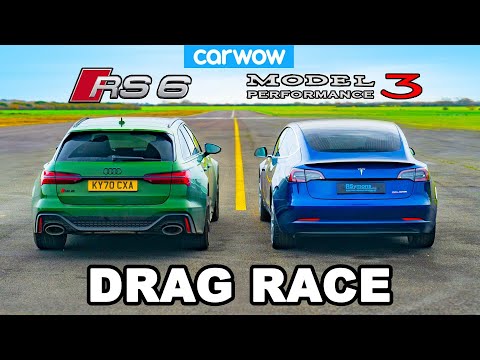 Audi RS6 v Tesla Model 3 Performance - DRAG RACE *ICE vs EV*