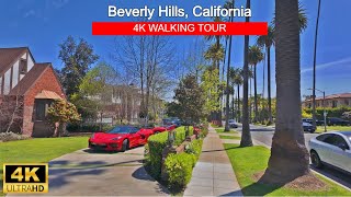Beverly Hills Los Angeles Walk Around  4K Walking Tour, Mega Mansions