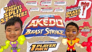 Legends of Akedo Beast Strike - Official Rules Bite Strike Starter Pack - 3  Mini Battling Warriors with Training Practice Piece and Exclusive Joystick