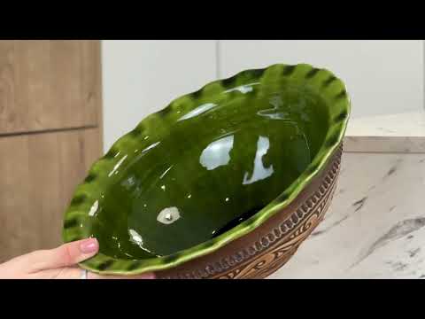 Миска 2,5 л керамическая глазурованная Шляхтянская Коричневая, видео 1
