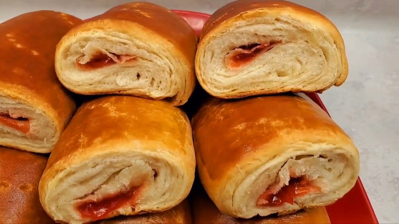 rollitos de pan danés rellenos De Mermelada de guayaba - YouTube