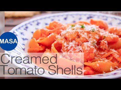 蝦子蕃茄奶醬貝殼麵/Shells with Tomato & Cream Sauce |MASAの料理ABC