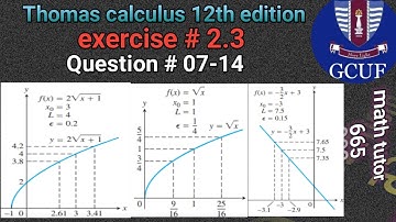 || Thomas calculus 12th edition exercise#2.3 question # 07-14 || math tutor 665|| Delta Graphical ||