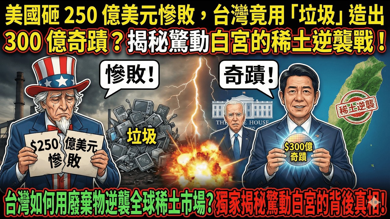 美國砸 250 億美元慘敗，台灣竟用「垃圾」造出 300 億奇蹟？揭秘驚動白宮的稀土逆襲戰！