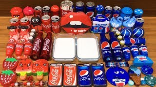 Series Red Coca Cola Vs Blue Pepsi Slime Mixing Random Things Into Glossy Slime Satisfying