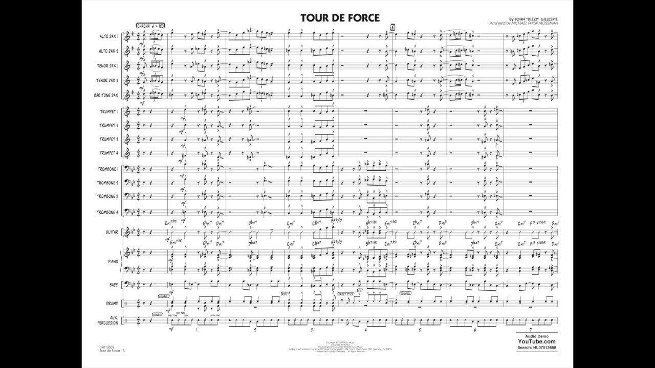 Watch Tour de Force by Dizzy Gillespie/arr. Michael Philip Mossman on YouTube Watch Tour de Force by Dizzy Gillespie/arr. Michael Philip Mossman on YouTube