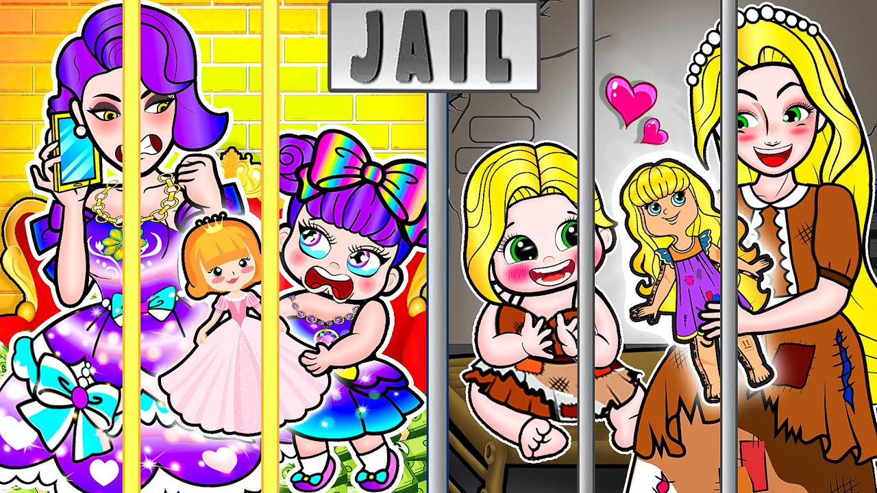 [🐾paper dolls🐾] Rich vs Poor Rapunzel in Prison Mother and Daughter | Rapunzel Family 놀이 종이