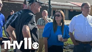 Gov. Sanders surveys tornado damage in Northwest Arkansas