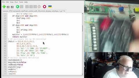 Lesson 78 of the Raspberry Pi Pico W controlling neopixel display with IR remote