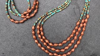 Turquoise heishi stone, copper bicone necklace & bracelet set with The Bead Chest