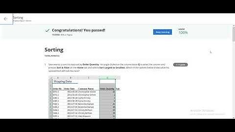 Week-4 Quiz | Sorting | Excel Skills for Business: Essentials | Coursera
