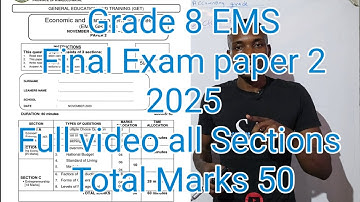 Grade 8 EMS Term 4 | Final Exam Paper 2 of 2025 (Economics management Sciences)