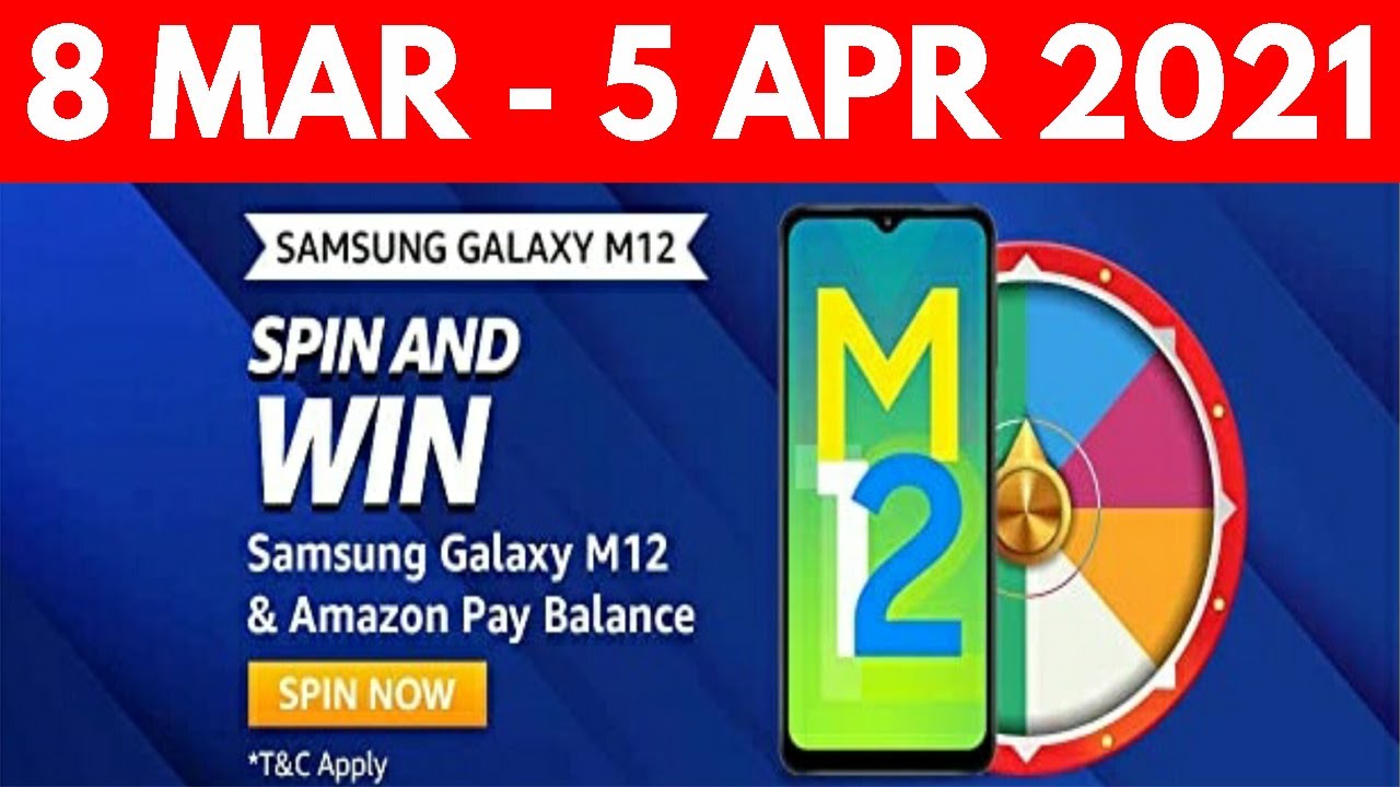 Amazon Samsung galaxy M12 Spin and Win Quiz Answers today Win Samsung
