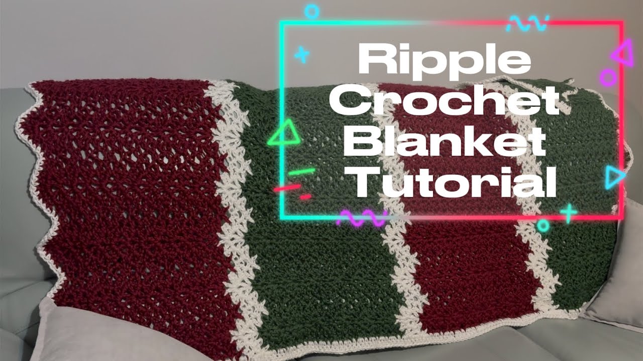 Crochet Blanket Ripple V-Stitch | Easy One Row Repeat Throw Afghan ...