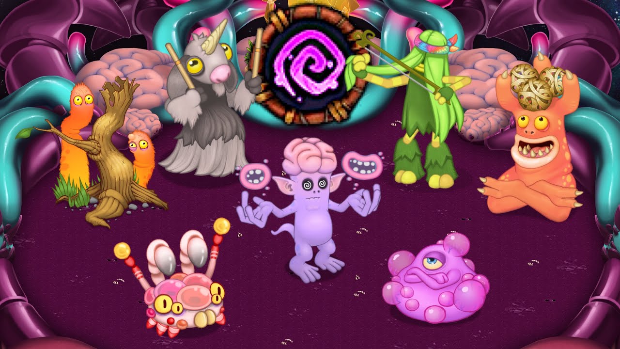 Перекресток магии мои поющие монстры. Остров Псионики my singing Monsters. МСМ вублины. My singing Monsters монстры вублины. My singing Monsters Psychic Island.