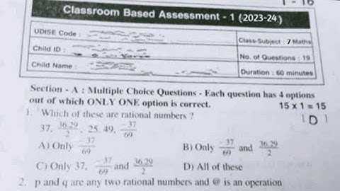 Ap 7th class Fa1 cba-1 maths 💯real question paper 2023-24 leak|7th maths cba-1 exam paper 2023 Ap