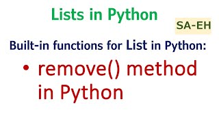 remove() in Python | List remove() in Python | CBSE | Python remove() with examples | built-in funct