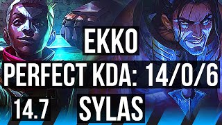 EKKO vs SYLAS (MID) | 14/0/6, Quadra, 68% winrate, Legendary | KR Master | 14.7