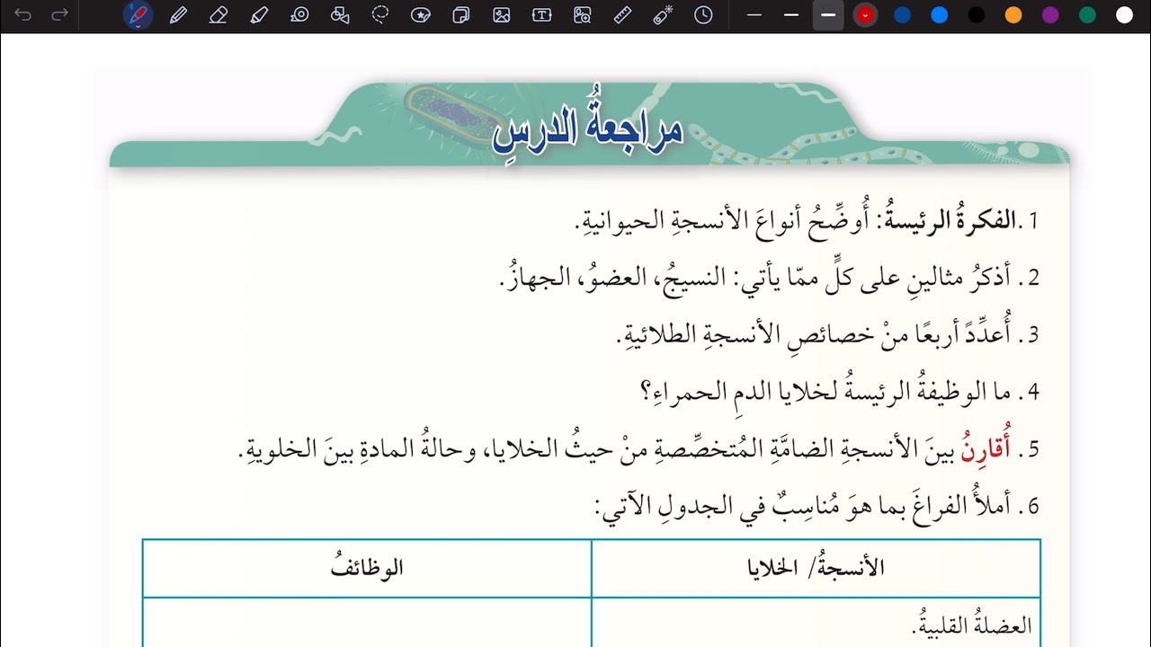 حل أسئلة درس الأنسجة الحيوانية | أحياء تاسع المنهاج الأردني الجديد