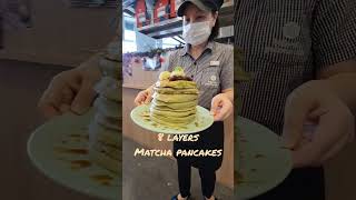 8 Layers Wobbly Pancakes #pancake #pancakes #matcha #softandfluffy #matchalatte