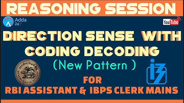 Direction Sense  with Coding Decoding (Latest Pattern) For RBI ASSISTANT &  IBPS CLERK MAINS