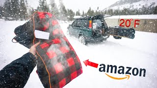 BLIZZARD car camping with a cheap Amazon electric heating pad. Will it keep me warm?