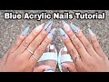 Acrylic Nails Tutorial | $100 Blue Sculpted Stiletto Nails💅🏽