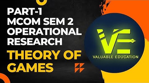 Mcom sem 2 ll Operational research ll Theory of Games