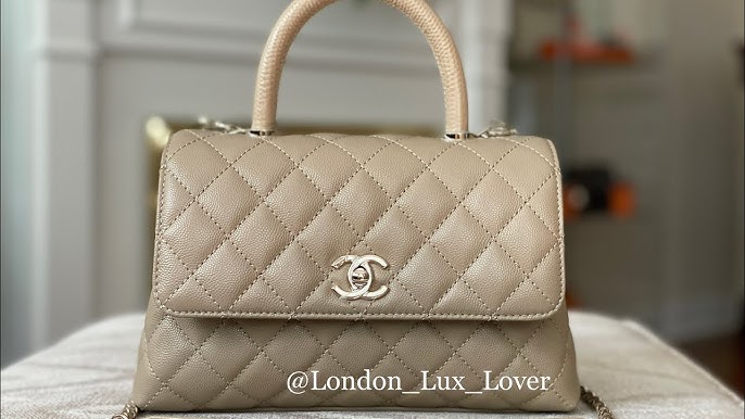 The Best Fall Color, Chanel 22K Beige Caviar Small Coco Handle with  Champagne Gold Hardware. 