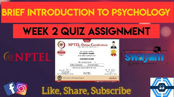 Brief Introduction To Psychology Week 2 Quiz Answers Solution | NPTEL 2023