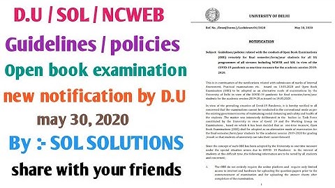 open book examination new guidelines / policies by delhi university || D.U / SOL / NCWEB