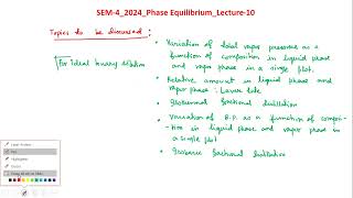Phase Equilibrium: Lecture 10
