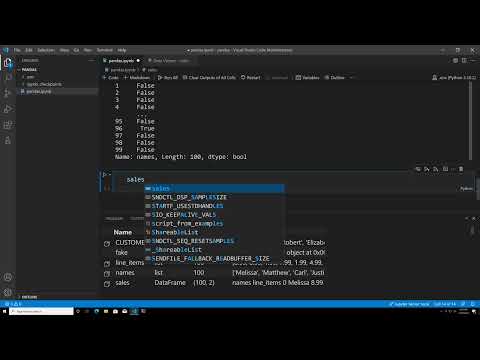 Working with pandas and Visual Studio Code