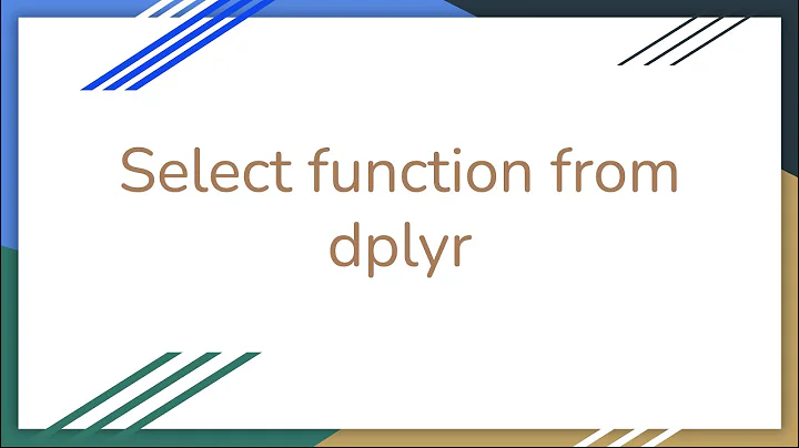 R Tutorial episode 19 - select function in dplyr R