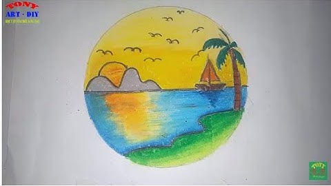 Cách vẽ tranh phong cảnh trong hình tròn I #Tonymithuathandmade