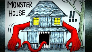 Asal Usul Monster Berbentuk Rumah (Monster House) || DRAWSTORY