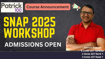 SNAP 2025 Online Workshop | Course Details | Ace SNAP with Patrick Dsouza | Patrick100
