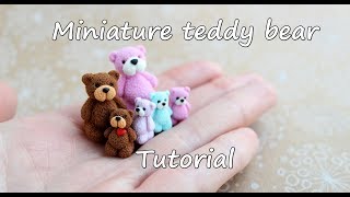 Miniature Teddy Bear. Tutorial. DIY. Polymer clay. Миниатюрный мишка из полимерной глины.