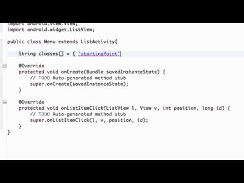 Android Application Development COUR   018   Create a List Menu from the ListActivity class