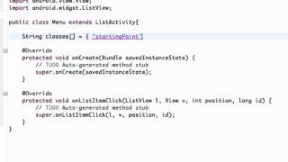 Android Application Development COUR   018   Create a List Menu from the ListActivity class