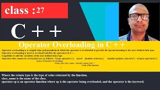 27 Operator Overloading in C++ | C++ Programming Tutorial for beginners | cpp | C plus plus by tech fort 11 views 3 years ago 14 minutes, 14 seconds