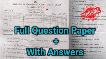 💯Pre final 10th mathematics real question paper with answers 2025|Ap 10th maths pre final answer key
